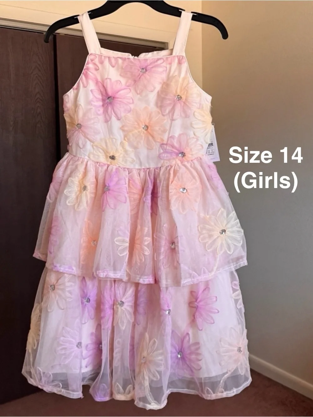 Kensie Girl Sleeveless Beaded Soutache Mesh Dress, Size 14